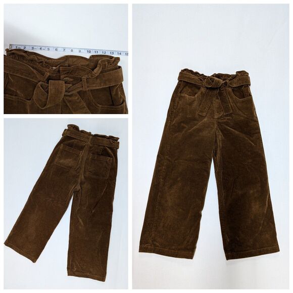 TGLA Small Brown Belted Corduroy Wide Leg Capris pants - Picture 1 of 9